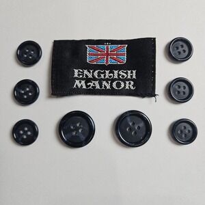 English Manor Navy Blue Swirl Replacement Buttons 4-Hole Suit Blazer Set of 8